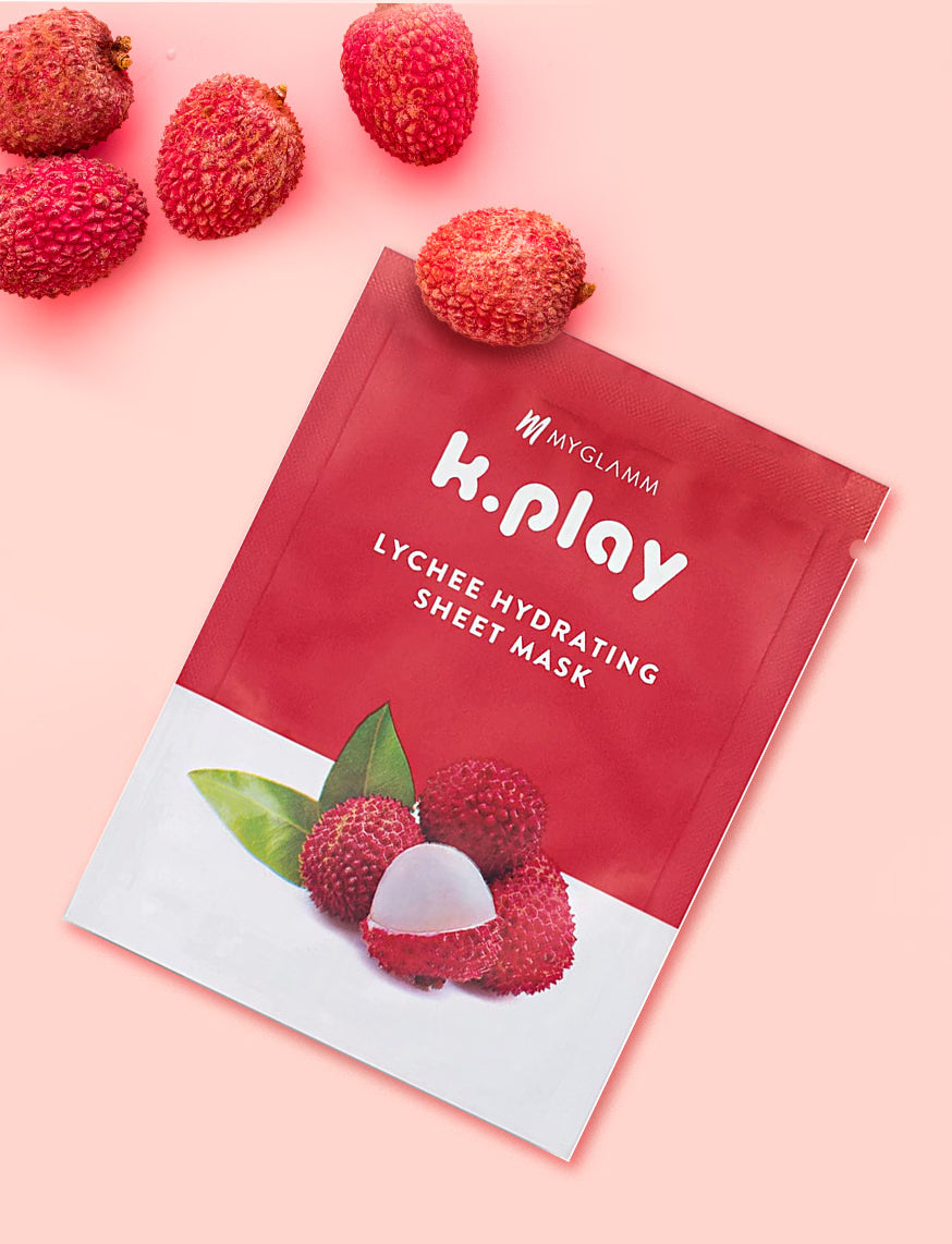MyGlamm K.Play Lychee Hydrating Sheet Mask, 20 ml | Infused With Lychee & Black Truffle| For Dry and Damaged Skin