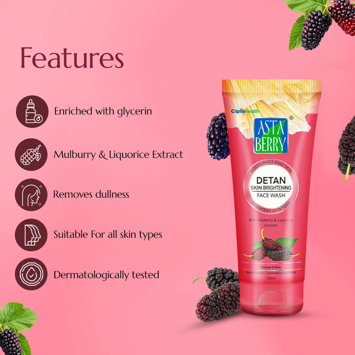ASTABERRY De-Tan Skin Brightening Face Wash – 60ml