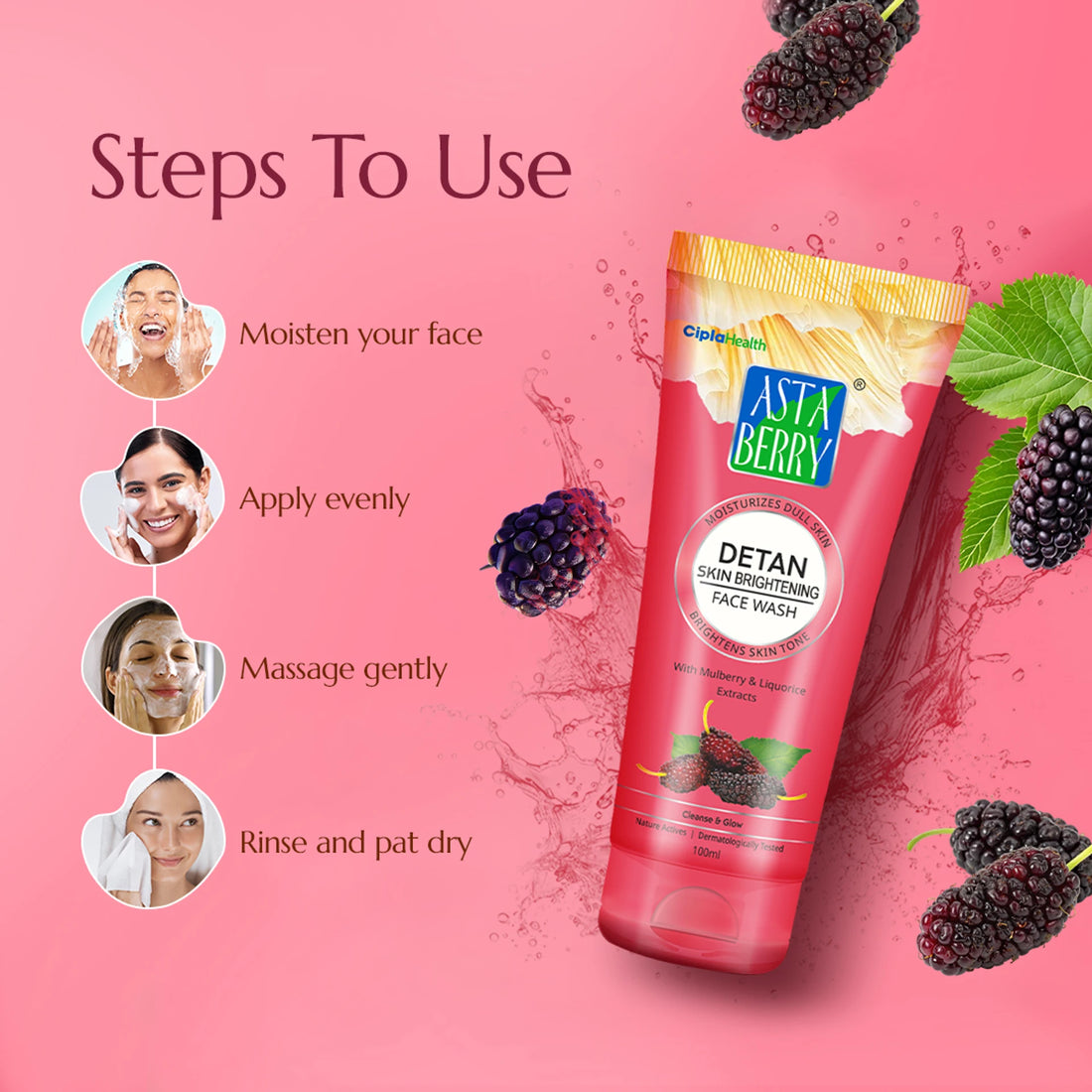 ASTABERRY De-Tan Skin Brightening Face Wash – 60ml