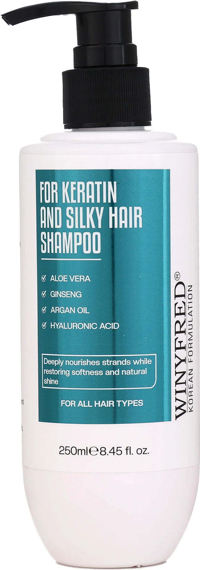 WINYFRED Korean Formulation Keratin & Silky Hair Shampoo | Keratin-Enriched Shampoo for Smooth, Soft & Frizz-Free Hair | Deep Nourishment & Shine | 250ml