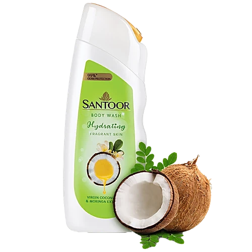 Santoor Refreshing Skin Body Wash | Soap-Free Shower Gel with Sandalwood Extract | Daily Use Body Wash | 230ml