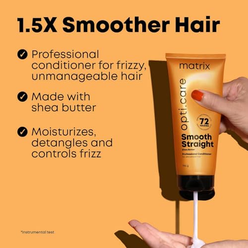 MATRIX Opti.Care Professional Conditioner for Salon Smooth Straight Hair | Control Frizzy Hair for up to 4 Days | With Shea Butter | No Added Parabens | 98 g