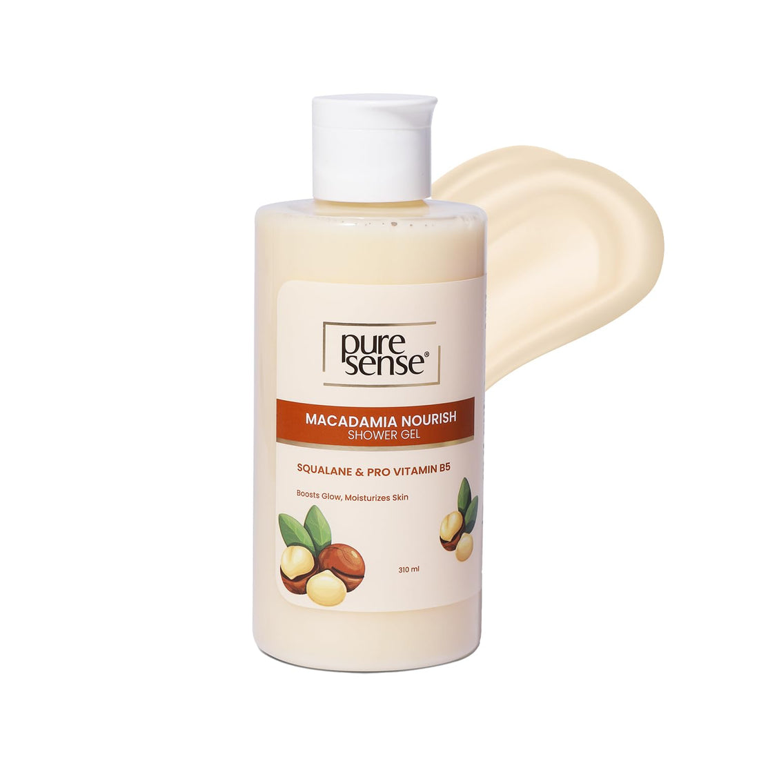 PureSense Macadamia Nourish Body Wash with Niacinamide | Pro Vitamin B5 & Fruit Extracts for Deep Hydration & Gentle Cleansing | 310ml