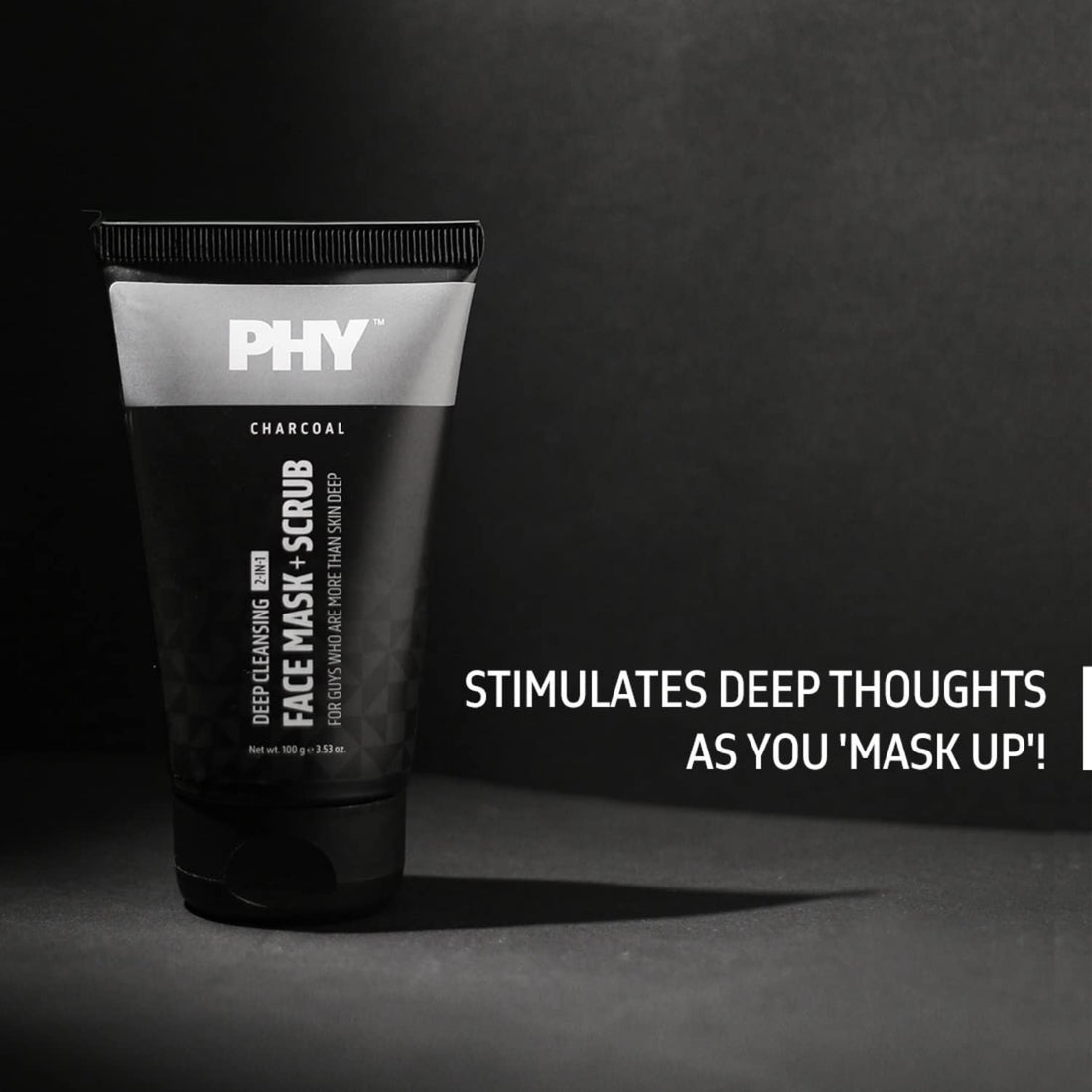 PHY 2-in-1 Charcoal Face Mask + Scrub | Exfoliates skin, unclogs pores, removes dirt & impurities | Skin detox to make it smooth | Great for Oily or Combi Skin, 100 gm
