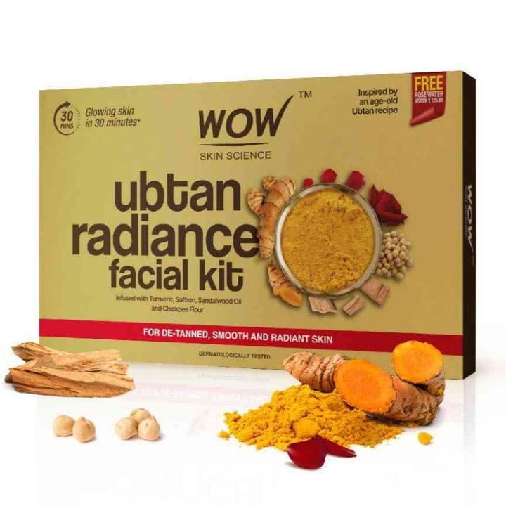 WOW Skin Science Ubtan Radiance Facial Kit for Glowing Skin|Helps Remove Tan and Gives Radiant Skin | 6 Easy Steps | Suitable for All Skin Types 60ml