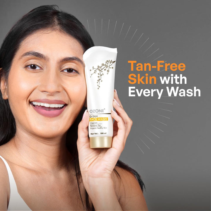 Ozone D-Tan Face Wash | Removes Tan, Excess Oil & Dirt | 100ml | Enriched with Lactic Acid, Green Tea & Licorice | For Men & Women | All Skin Types