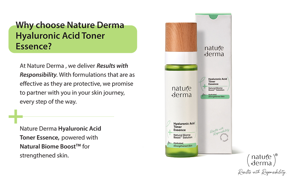 Nature Derma Hyaluronic Acid Toner Essence with Natural Biome-Boost™ | Reduces Redness & Skin Reactivity| Hydrated, Toned, Strengthened Skin | 100ml