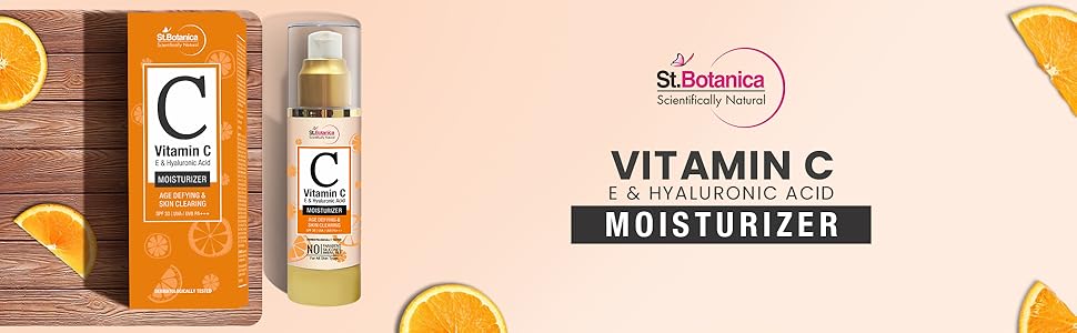St.Botanica Vitamin C, E & Hyaluronic Acid Moisturizer Age Defying & Skin Clearing With SPF 30, with Stable & Effective Vitamin C & Broad Spectrum Sun Protection for Bright Skin | No Parabens & Sulphates | Vegan & Cruelty Free | 50gm