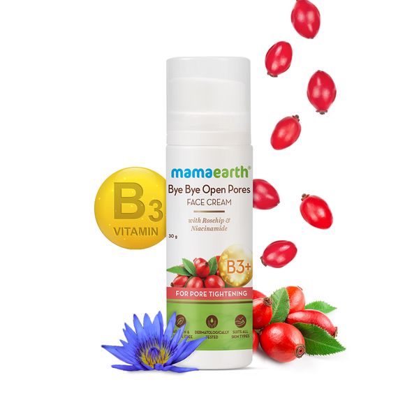 Mamaearth Bye Bye open pores  Face Cream, For Pore Tightening with Rosehip & Niacinamide - 30 g