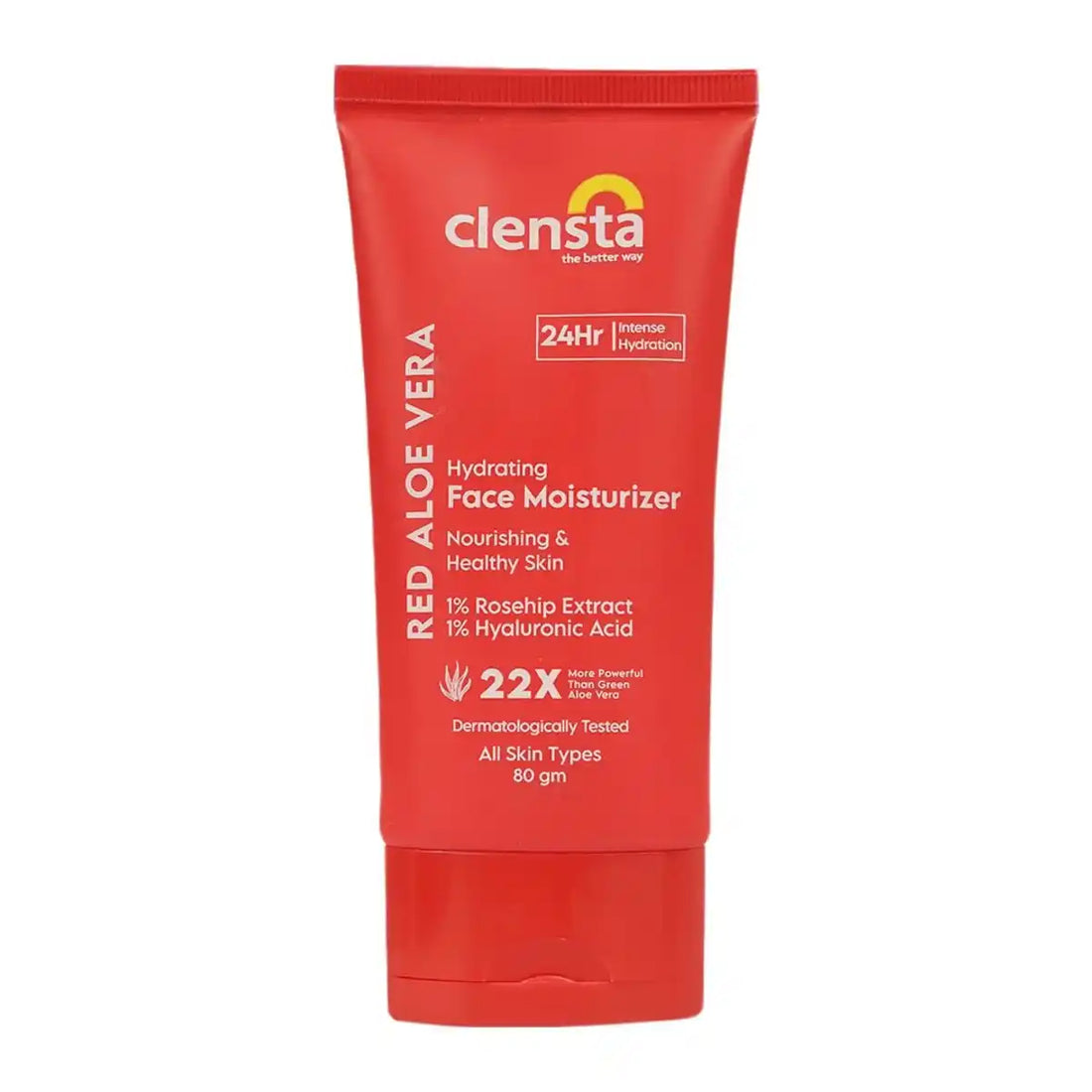 Clensta Red Aloe Vera Skin Glow Face Moisturizer Cream With Red Aloe Vera & Vitamin C, Brightening & Glowing Skin For Men & Women 80 Gm