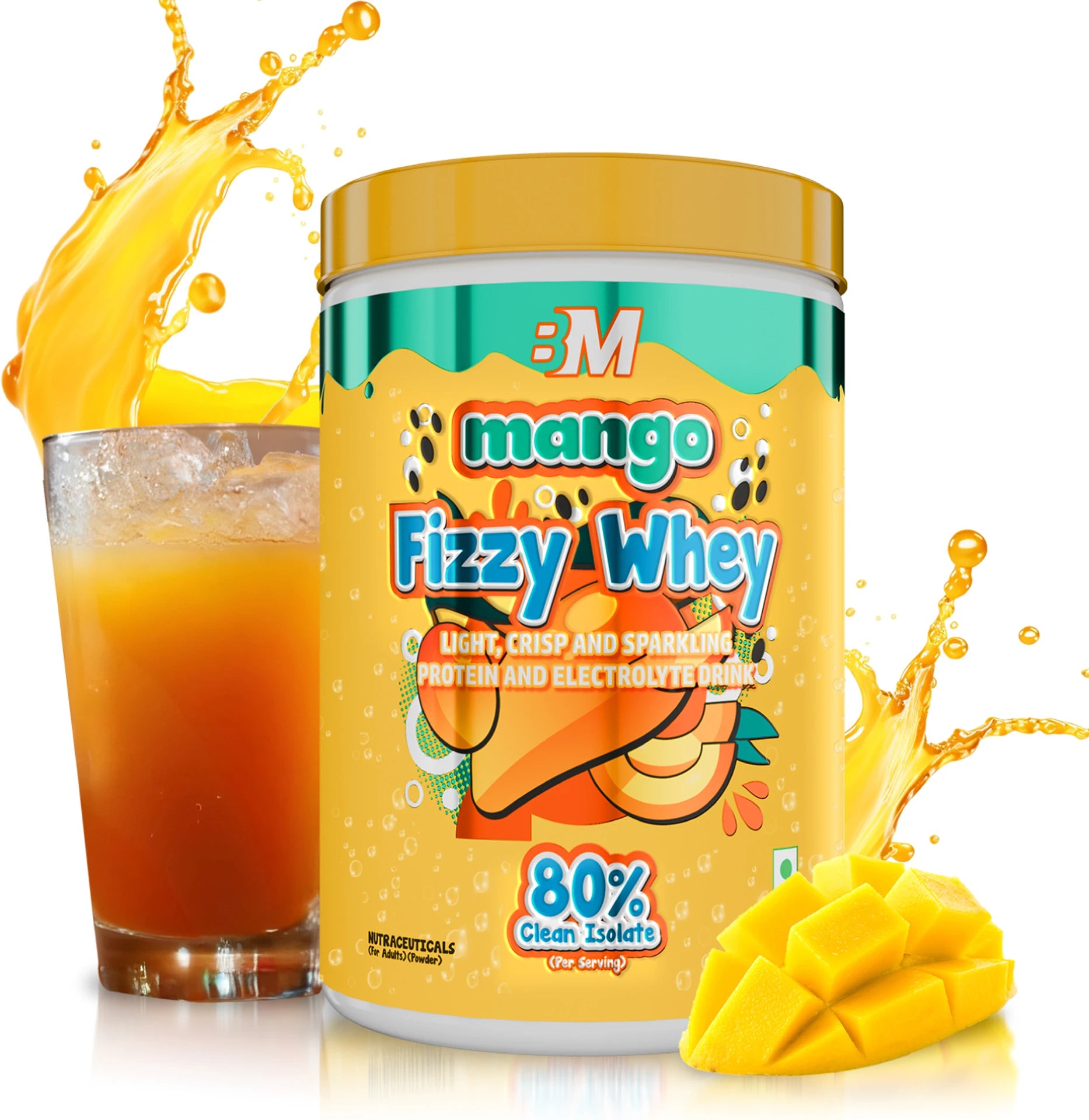 BigMuscles Fizzy Whey Clear Whey Protein Isolate + Electrolytes | 80% Protein | 0g Lactose | 0 Added Sugar | 600g