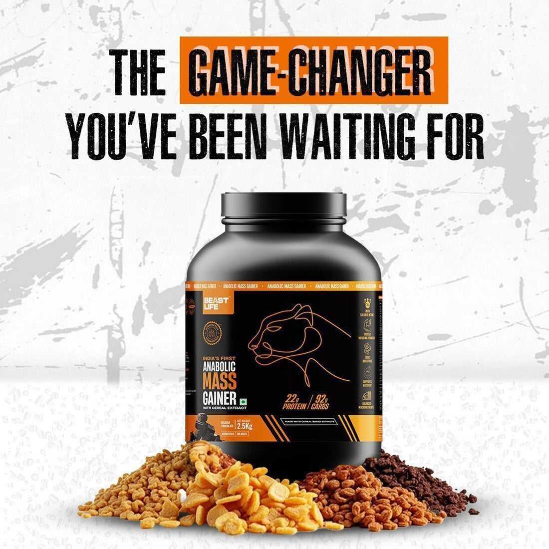 BeastLife High Rich Protein Gainer | No Maltodextrin | Anabolic Mass Gainer with Ultrasorb Tech | 2.5kg | Belgian Chocolate & Strawberry Banana