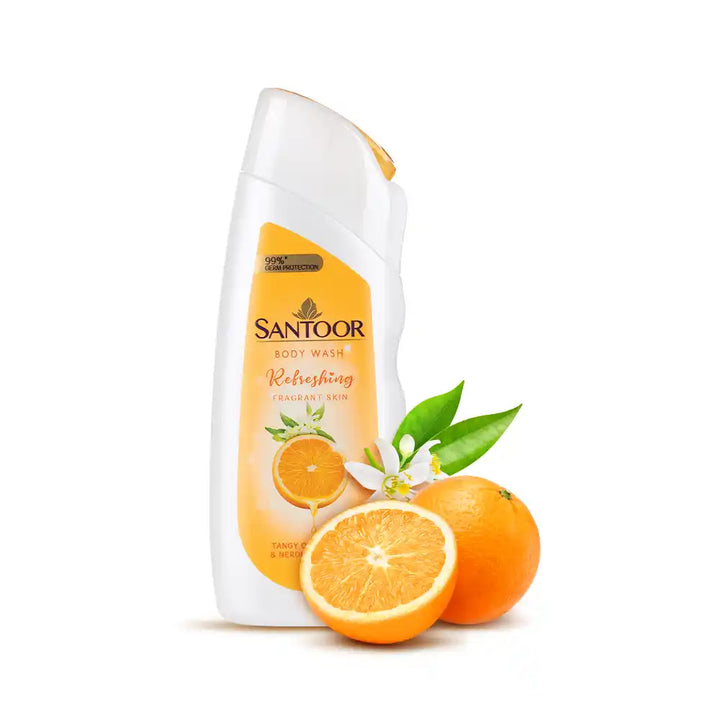 Santoor Refreshing Skin Body Wash | Soap-Free Shower Gel with Sandalwood Extract | Daily Use Body Wash | 230ml