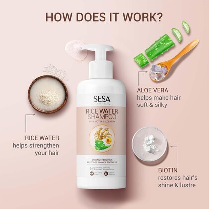 Sesa Rice Water Shampoo with Biotin & Aloe Vera 300 ml