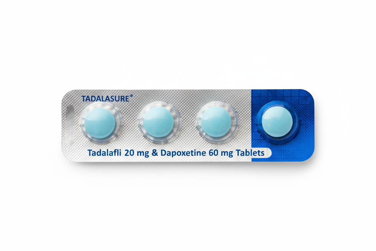 Tadalafil 20 mg & Dapoxetine 60 mg Tablets (4 tablets in a strip)